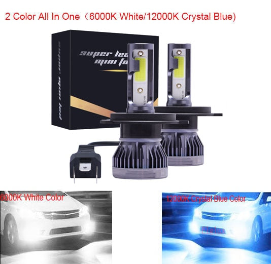 Muxall 2PCS LED 12000LM/PAIR Mini Car Headlight Bulbs H1 H7 H8 H9 H11 Headlamps Kit 9005 HB3 9006 HB4 Auto Lamps 4300K 8000K