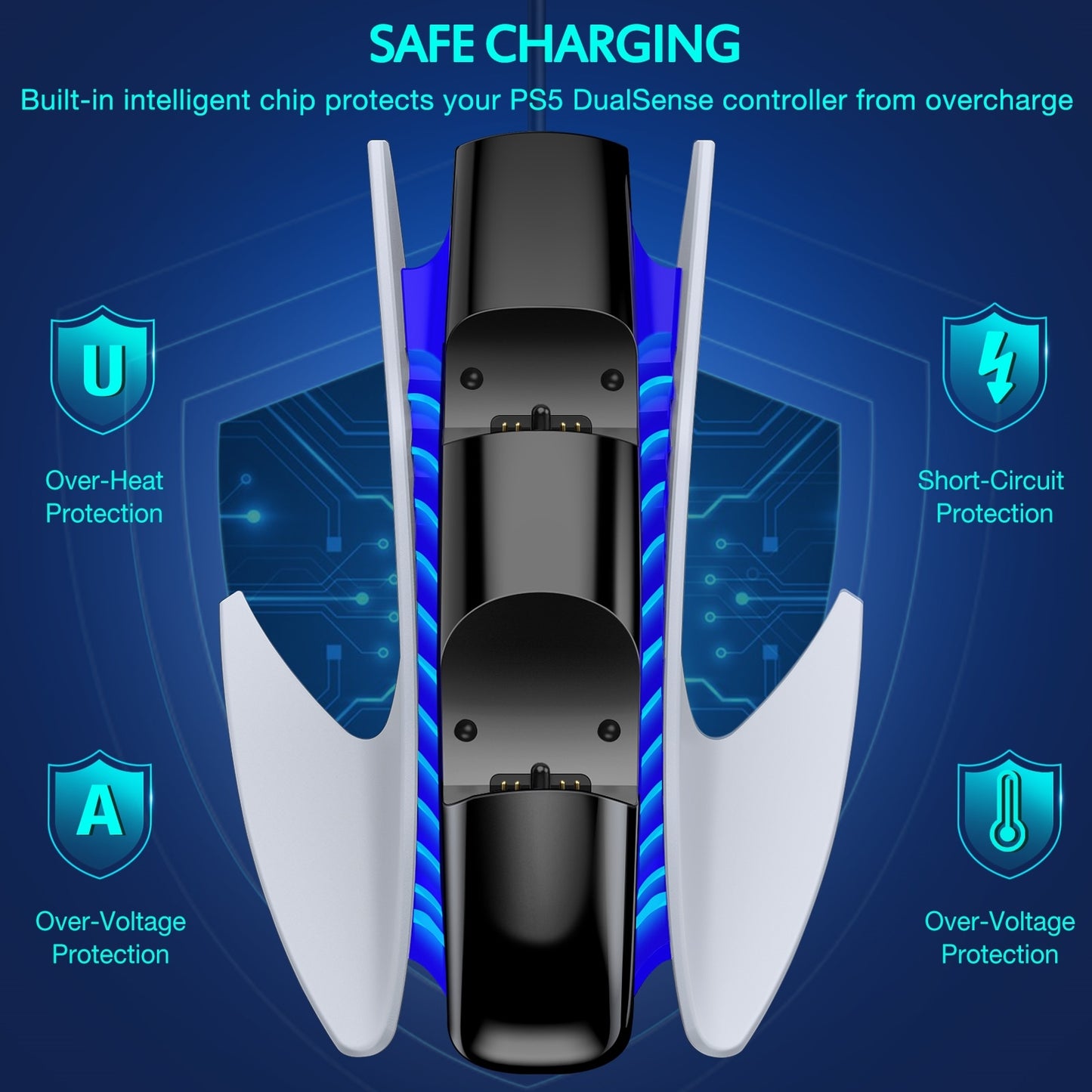 BEBONCOOL Dual Fast Charger For PS5 Controller Type-C Charging Cradle Station For Playstation 5 Controller Charger Gamepad Acces