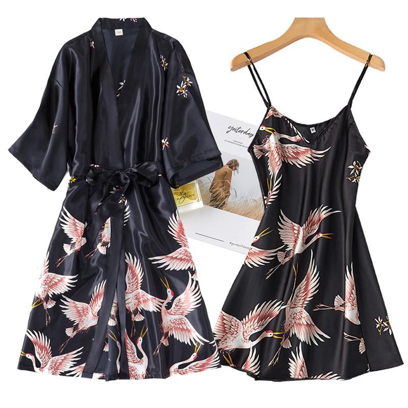 Fashion Women's Summer Mini Kimono Robe Lady Rayon Bath Gown Yukata Nightgown Sleepwear Sleepshirts Pijama Mujer Size M-XXL