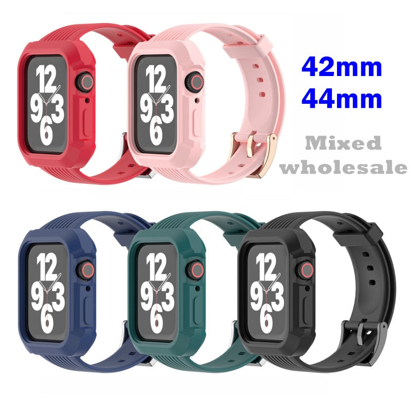 Fran-24T 5pcs Suitable for Apple 3 4 5 generation i watch strap Apple watch integrated TPU oil injection silicone strap