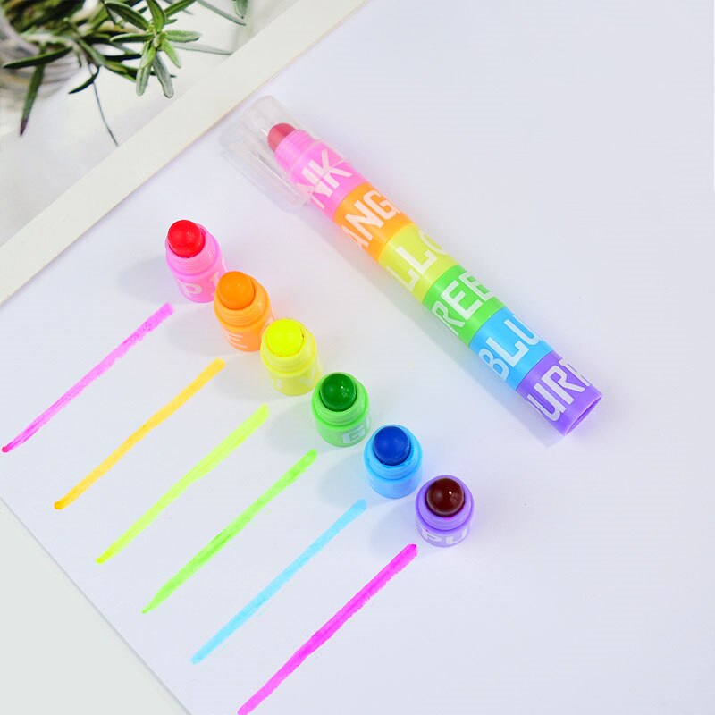 2pcs Splicing Highlighter Marker Pen Set 12 Color Fluorescent Paint Novelty Building Block Style Office School Student