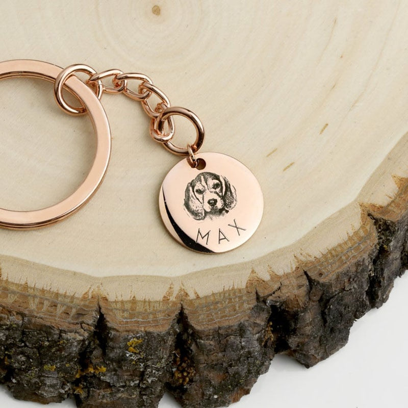 Custom Pet Keychain Stainless steel Custom Dog Keychain Personalized Gift