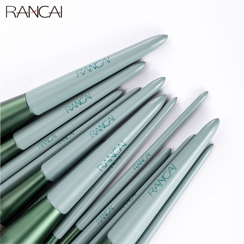 RANCAI 13pcs Cosmetics Makeup Brushes Set Large Loose Powder Foundation Highlight Contour EyeShadow Oblique Eyebrow Soft Hair