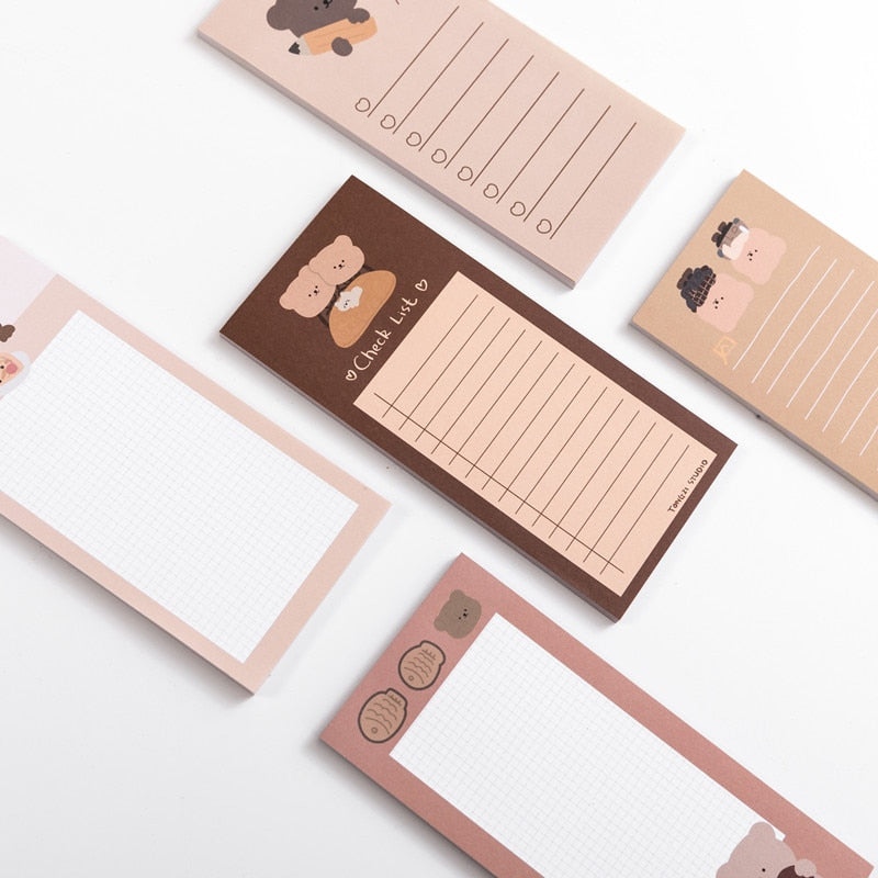 50 Sheets Cute Cookie Bear Memo Pad Kawaii Stationery N Times Sticky Notes Portable Notepad School Office Supply Papeleria