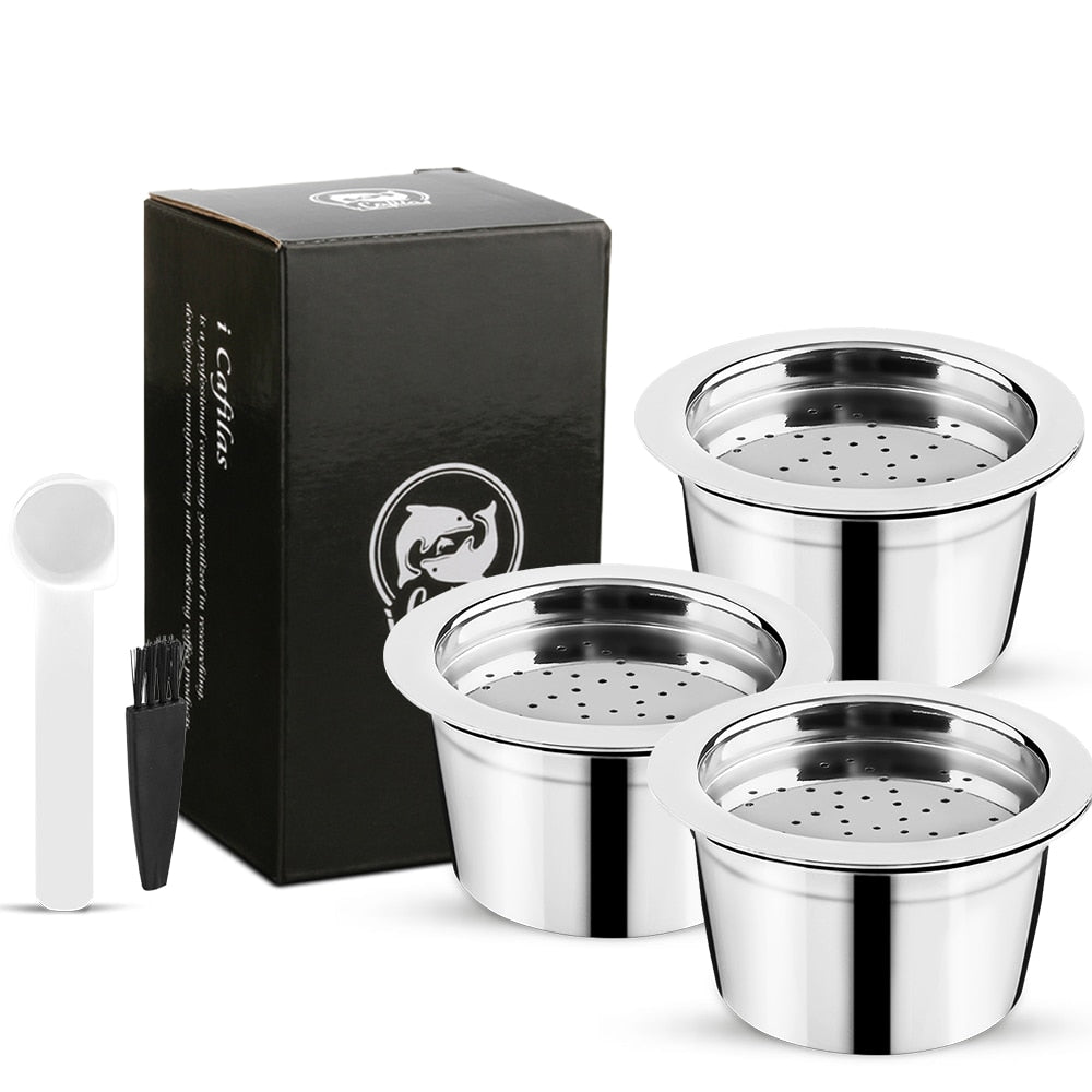 ICafilas New Stainless Steel  Refillable Reusable Coffee Capsule Cafeteira Filter for K Fee &Tchibo Cafissimo Cream Maker