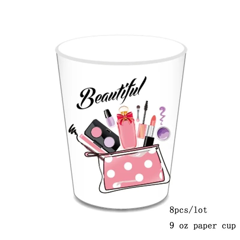 44Pcs/set SPA Makeup Party Decoration Bachelor Paper Disposable Tableware Set Kids Birthday Party Supplies