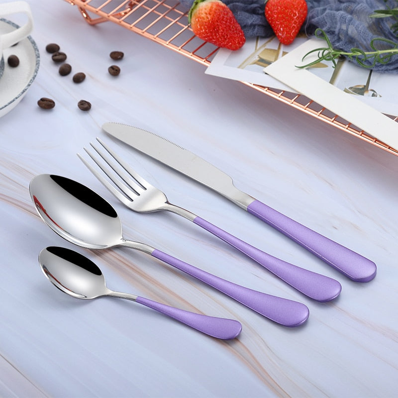 Dinnerware Forks Knives Spoons Cutlery Set Fork Stainless Steel Spoon Kitchen Cutlery Black Cutlery Set