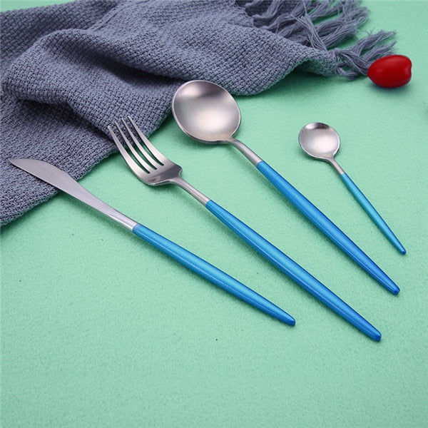 Dinner Set Cutlery Knives Forks Spoons Wester Kitchen Dinnerware Stainless Steel Home Party Tableware Set