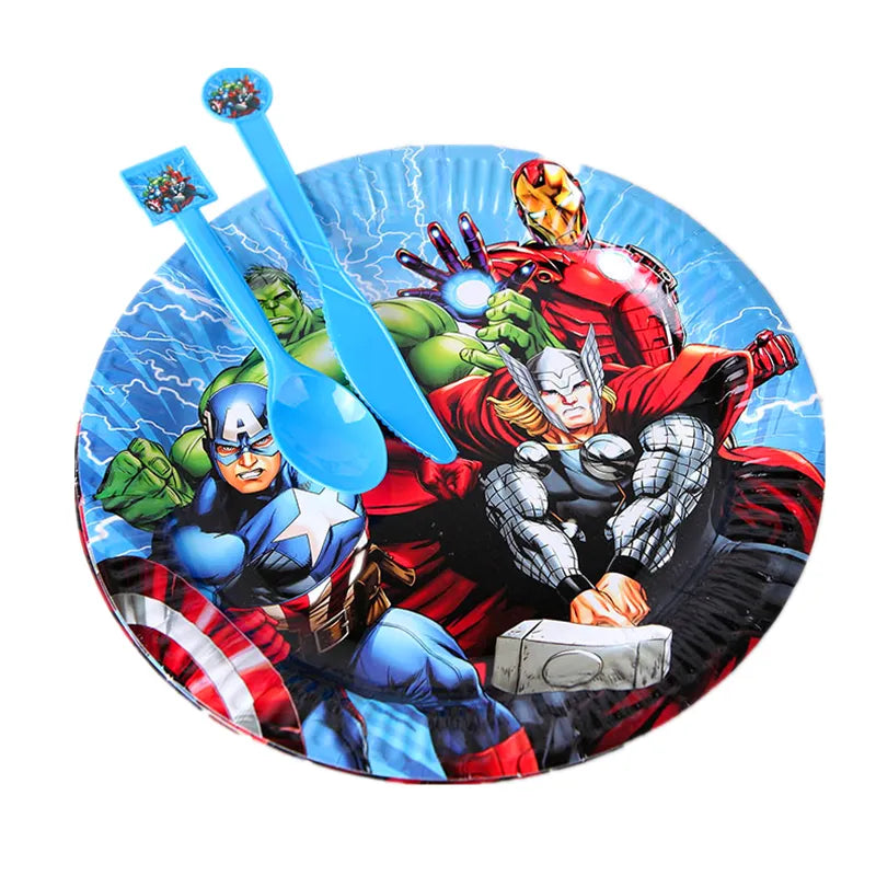 Avengers SuperHero Party Supplies Decorations Kids Birthday Disposable Tableware Tablecloth Superhero Party Theme Favors Boy Set