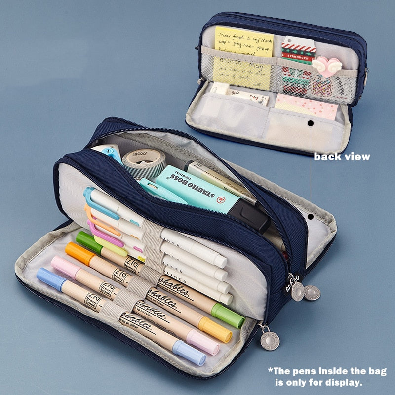 Angoo Double Sided Pen Bag Pencil Case Special Macaron Color Dual Canvas Pocket Storage Bag Pouch Stationery School Travel