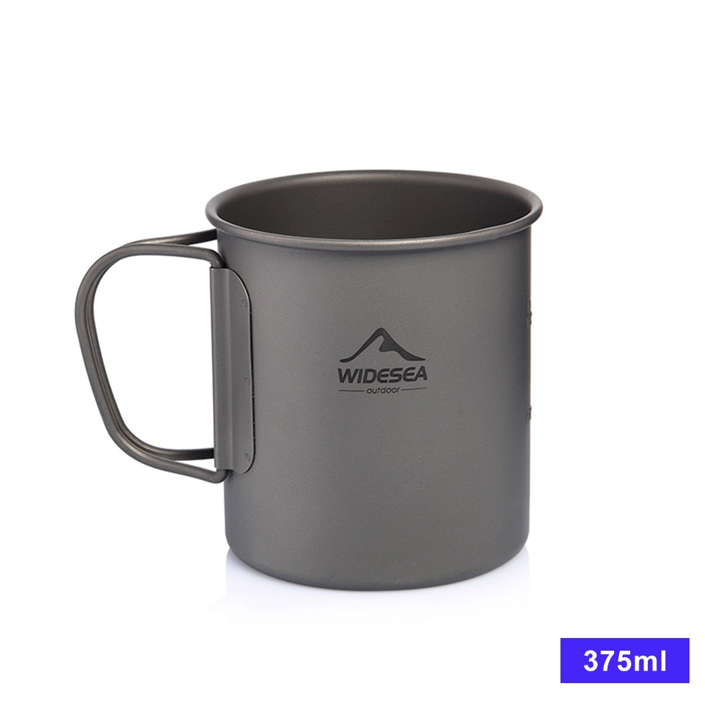 Widesea Camping Mug Titanium Cup Tourist Tableware Picnic Utensils Outdoor Kitchen Equipment Travel Cooking set Cookware Hiking