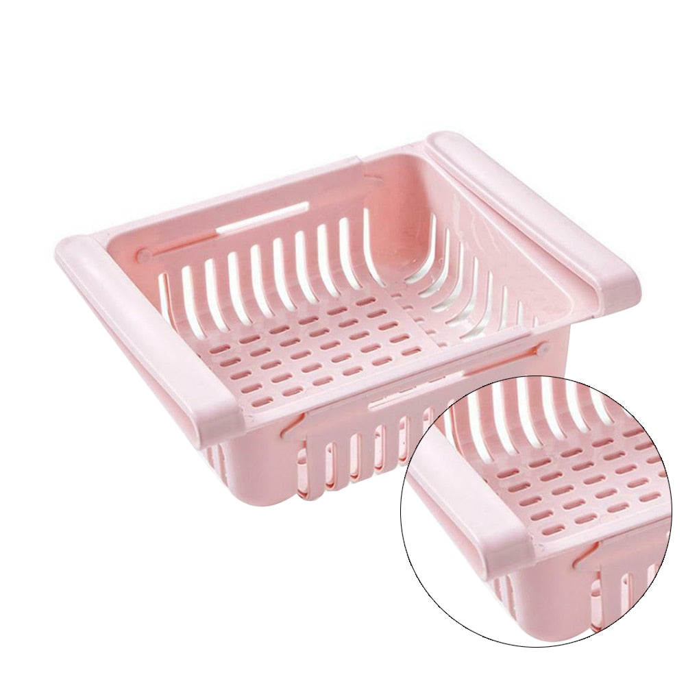 Telescopic Drawer Fridge Storage Box Slide Food Fruits Vegetables Organizer Container Basket Holder Sliding Design Storage Box