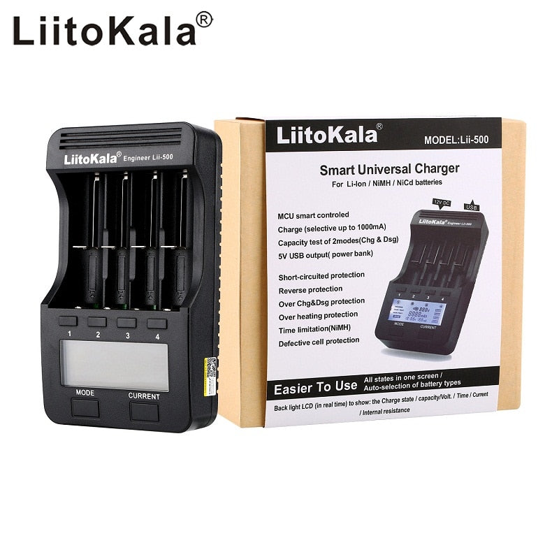 LiitoKala Battery Charger for 18650 26650 21700 AA AAA 3.7V lithium NiMH battery