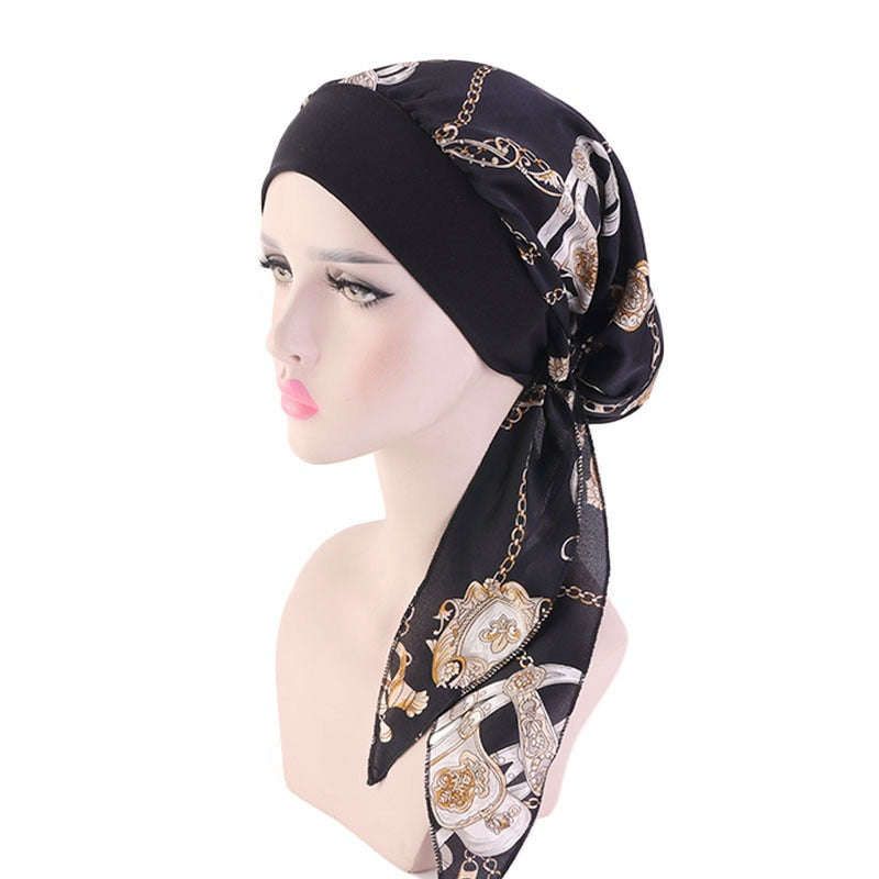 Printed flowers women inner hijabs cap muslim head scarf turban bonnet ready to wear ladies wrap under hijab caps