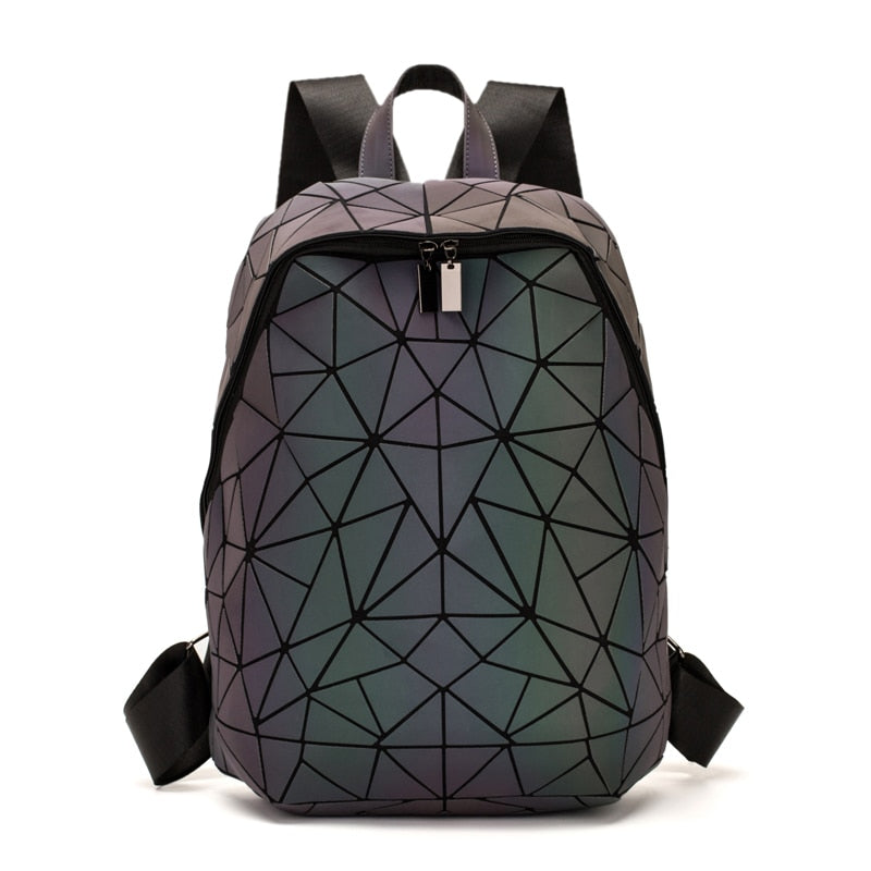 New Luminous Backpack School Women Men Set Rucksack Female Lattice Backbag Holographic Shoulder Bags Purse mochila sac