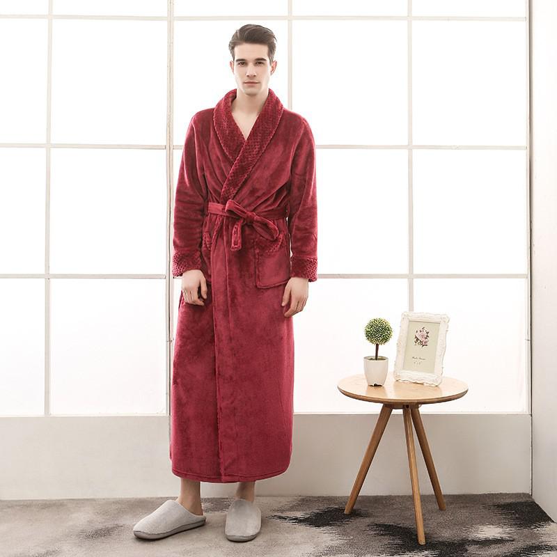 Winter Flannel Soft Kimono Gow Ultra Large Long Bathrobe Nightwear Thick Warm Women Sleepwear