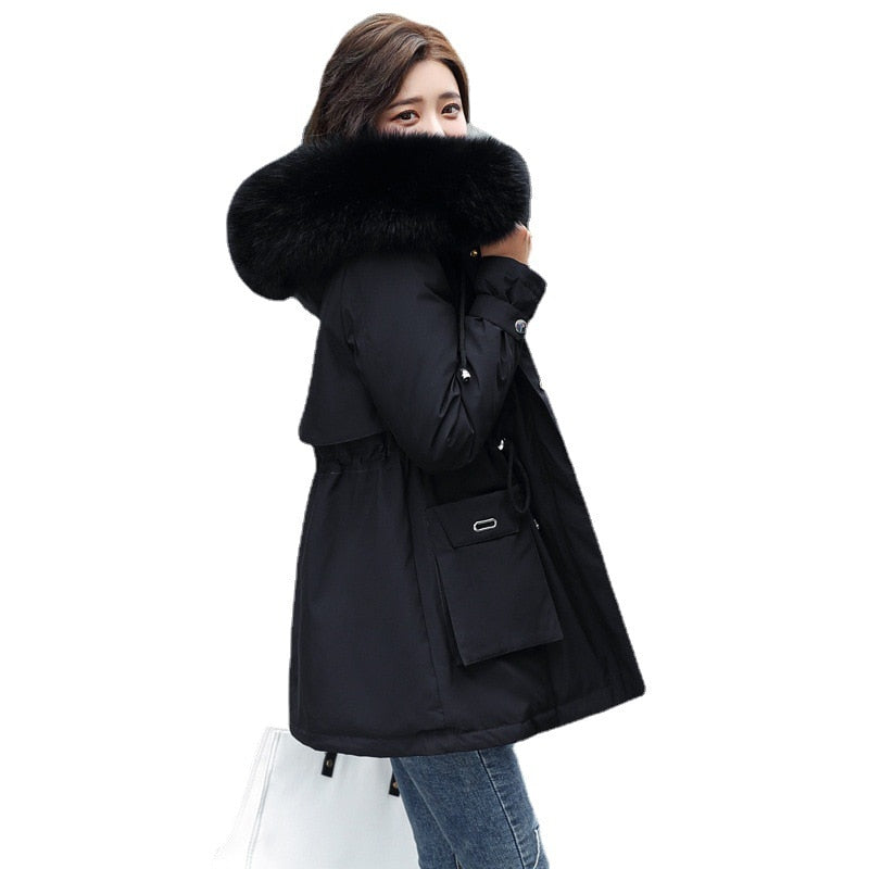 Jacket Warm Fur Collar Thick Overcoat Fashion Long Hooded Parkas Women's Jacket Clothing Female Snow Wear Coat