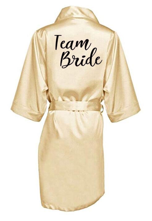 new bride bridesmaid robe with white black letters mother sister of the bride wedding gift bathrobe kimono satin robes