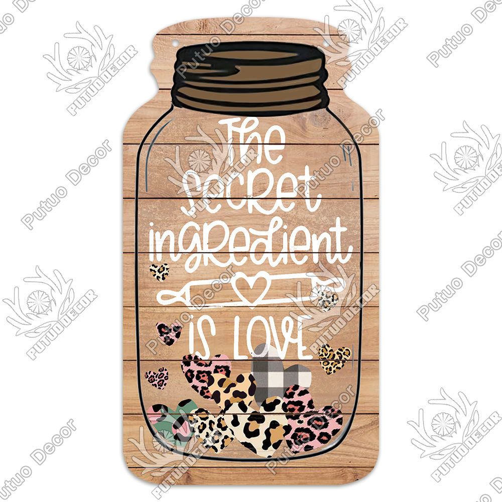 Decor Kitchen Sign Mason Jar Shape Wood Hanging Sign Irregular Plate for Rustic Home Decoration Kitchen Wall Decor GiftTag