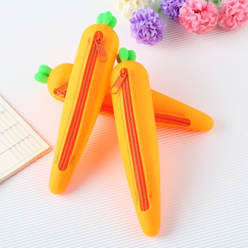 Fruit and vegetable silicone pencil case Cute pencil bag Student pen case Children storage bag big purse key bag School supplie