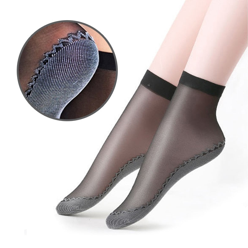 10 Pairs Lot New Velvet Silk Womens Socks Cotton Bottom Soft Non Slip Sole Massage Wicking Slip-resistant Autumn Sock