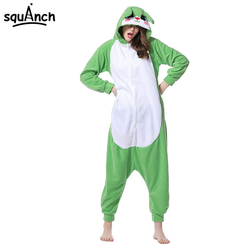 Models Rabbits Onesie Cute Kigurumis Pink White Polar Fleece Animal Pajama Bunny Suit Carnival Holiday Outfit Winter Sleepwear