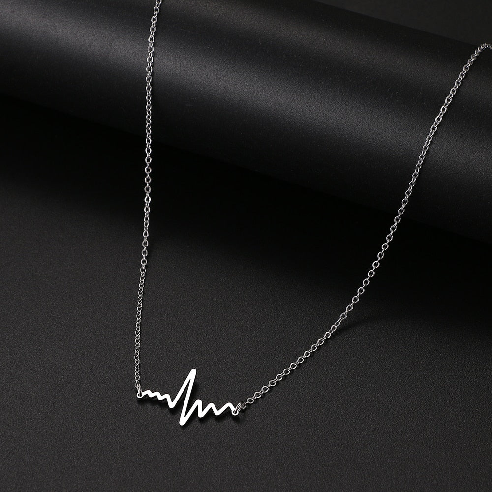 Heartbeat Necklace Women Love Heart Necklaces & Pendants Medical Nurse Doctor Lover Gifts Stainless Steel Jewelry