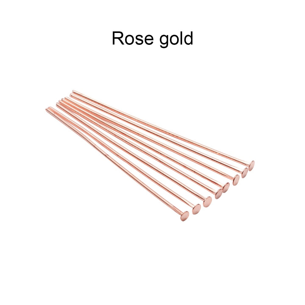 100-200pcs/bag 20 25 30 40 50 60 70 mm Flat Head Pins Gold/Copper/Rhodium Headpins For Jewelry Findings Making DIY Supplies