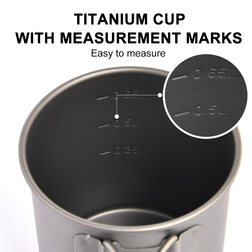 Widesea Camping Mug Titanium Cup Tourist Tableware Picnic Utensils Outdoor Kitchen Equipment Travel Cooking set Cookware Hiking