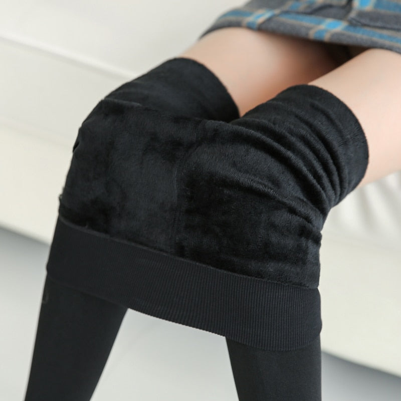 Winter Leggings Knitting Velvet Leggings High Elastic Thicken Warm Pants Skinny Pants For Women Leggins Comfortable