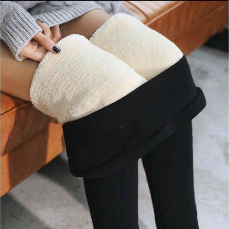 Warm Winter Thick Leggings Women Wool Fleece Females Clothing Lambskin Cashmere Velvet Pants Elasticity