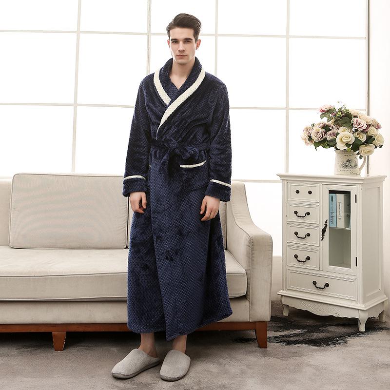 Winter Flannel Soft Kimono Gow Ultra Large Long Bathrobe Nightwear Thick Warm Women Sleepwear