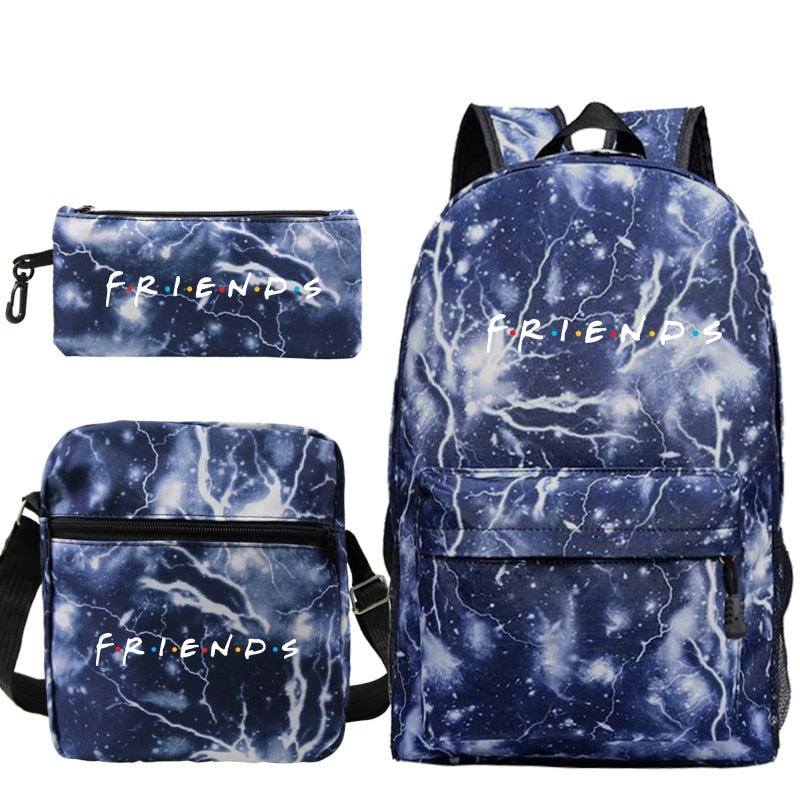 3 Pcs Set Friends Backpack Prints Knapsack for Teenagers Girls Boys Travel Bagpack Children School Bags