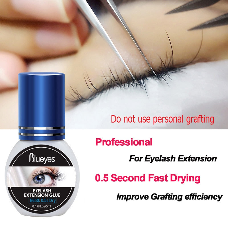 Lashes Glue For Eyelash Extensions 5ml 0.5 Second Fast Dry Long Lasting No Irritant Professional Black False Eyelashes Adhesive