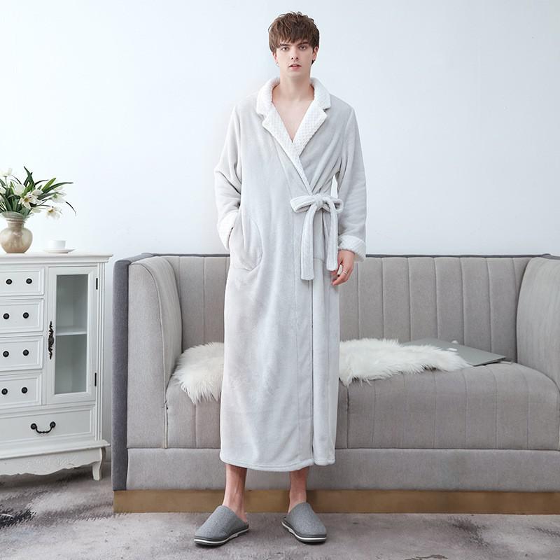 Winter Flannel Soft Kimono Gow Ultra Large Long Bathrobe Nightwear Thick Warm Women Sleepwear