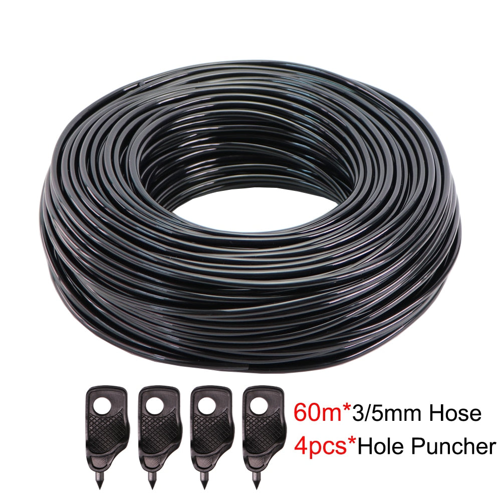 5-140m Garden Watering 3/5mm Hose Irrigation Pipe 1/8'' Tubing Greenhouse Bonsai Plant Flower Drip Arrow Dripper Sprinkler Tube