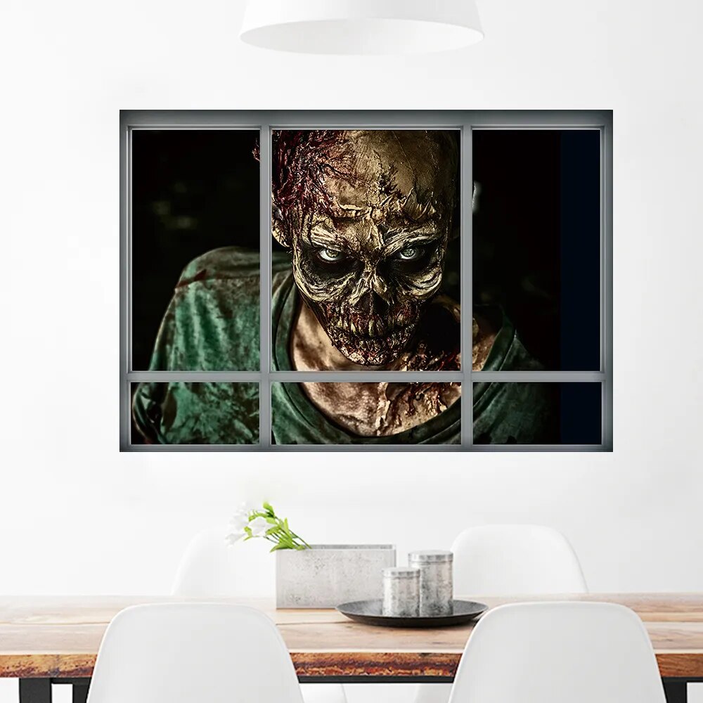 Halloween Zombie Wall Stickers Horror Poster Window View Big Size Sticker Halloween Gifts Room Decoration Wall Decals Kids Gifts