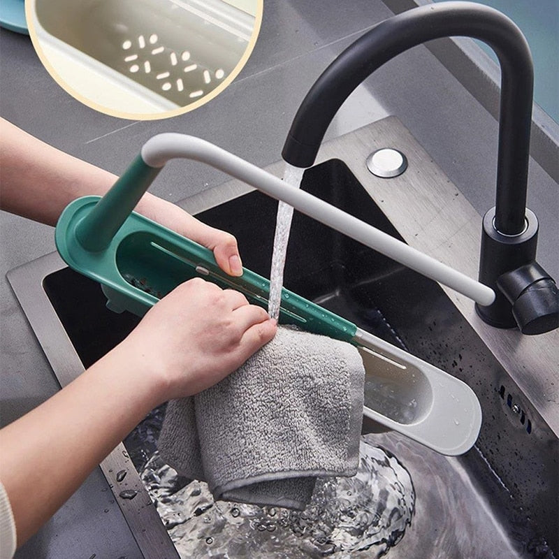 Telescopic Sink Drain Rack Soap Sponge Holder Organizer Sink Shelf Hanger Expandable Storage Basket Kitchen Tool