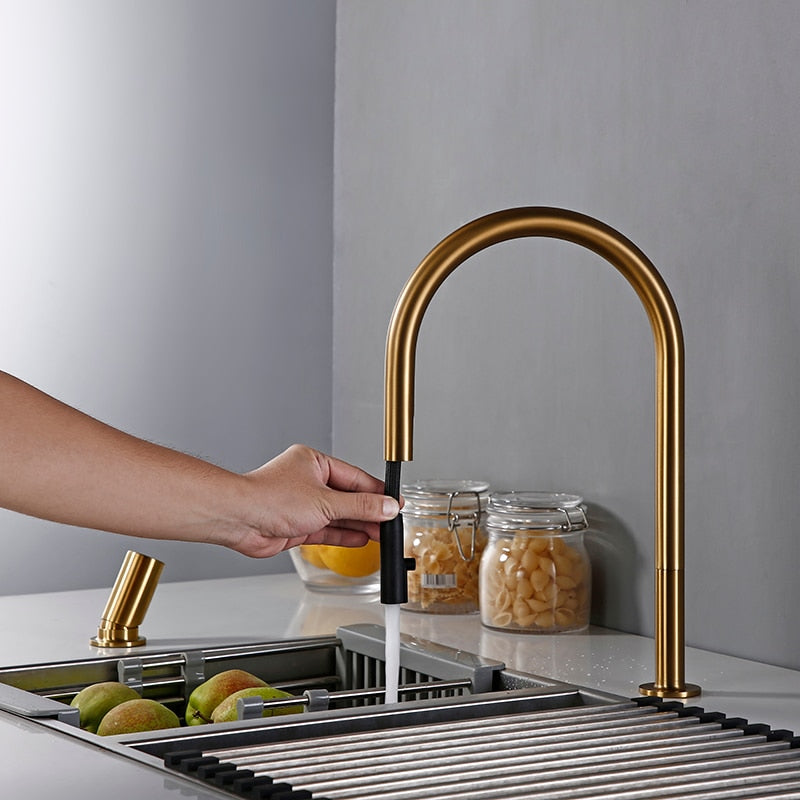 Modern Kitchen Faucet Brsuh Matt Brass Material Kitchen Sink Faucet Kitchen Product Kitchen Sink Mixer Tap