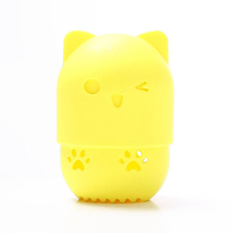 1Pcs Kitten Silicone Powder Puff Drying Holder Egg Stand Beauty Pad Makeup Sponge Display Rack Cosmetic Blender Case Puff Holder