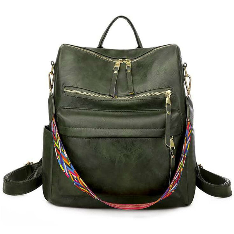 Retro Large Backpack Women PU Leather Rucksack Women's Knapsack Travel Backpacks Shoulder School Bags Mochila Back Pack