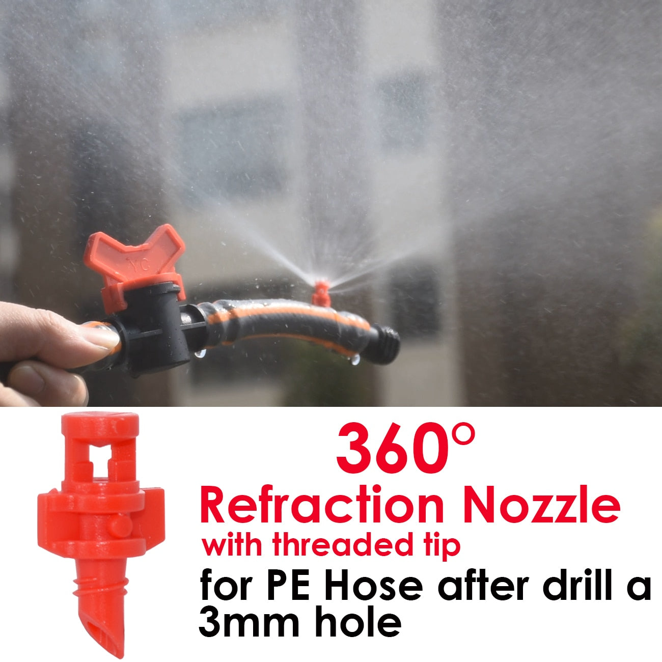 KESLA 20PCS 90/180/360 Degree Refraction Nozzle Sprinkler Head Thread Connection Garden Irrigation Mist Sprayer for Greenhouse