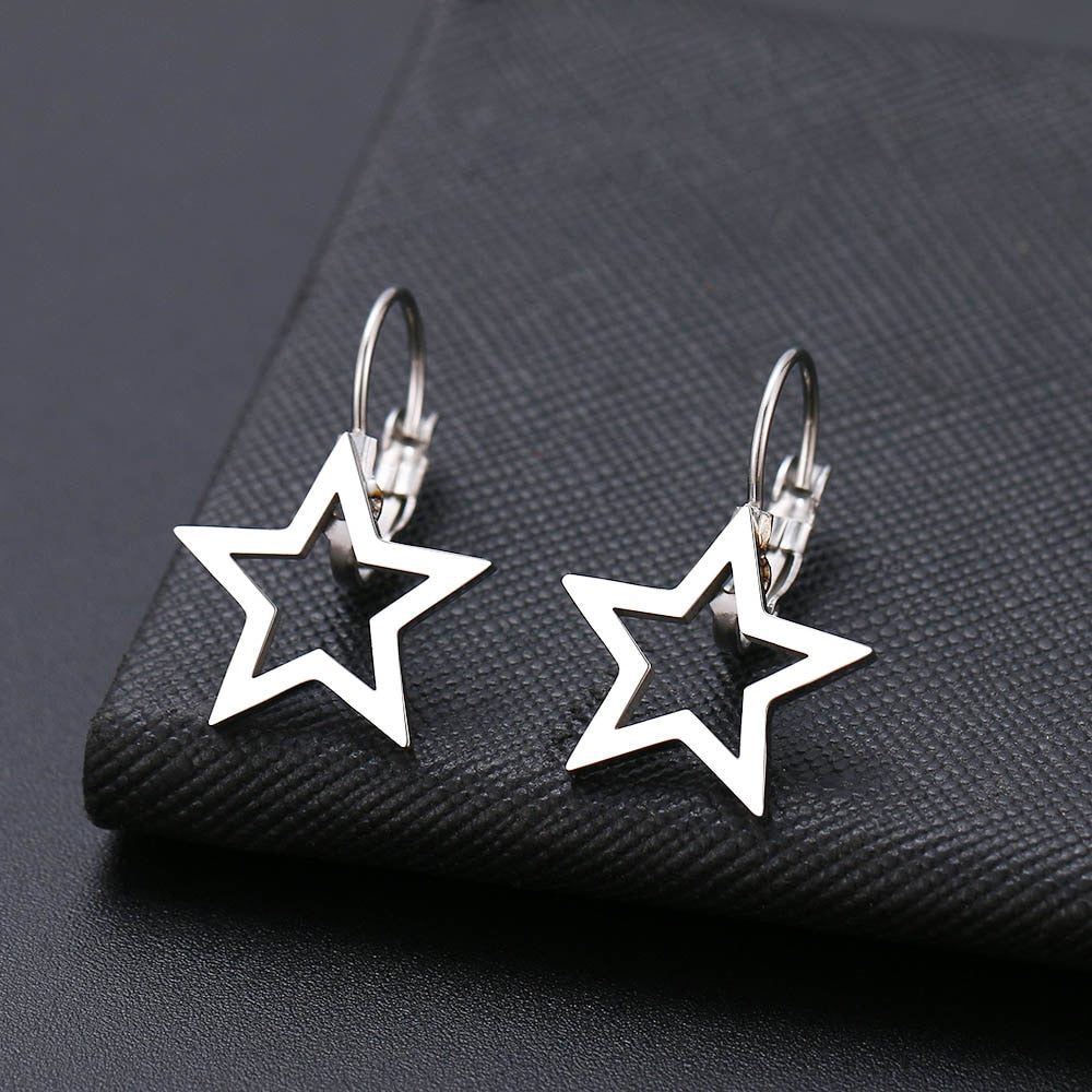 Fashion Earring World Map/Pineapple/Love Heart/Star Small Geometric Gift For Women - Stainless Steel Jewelry