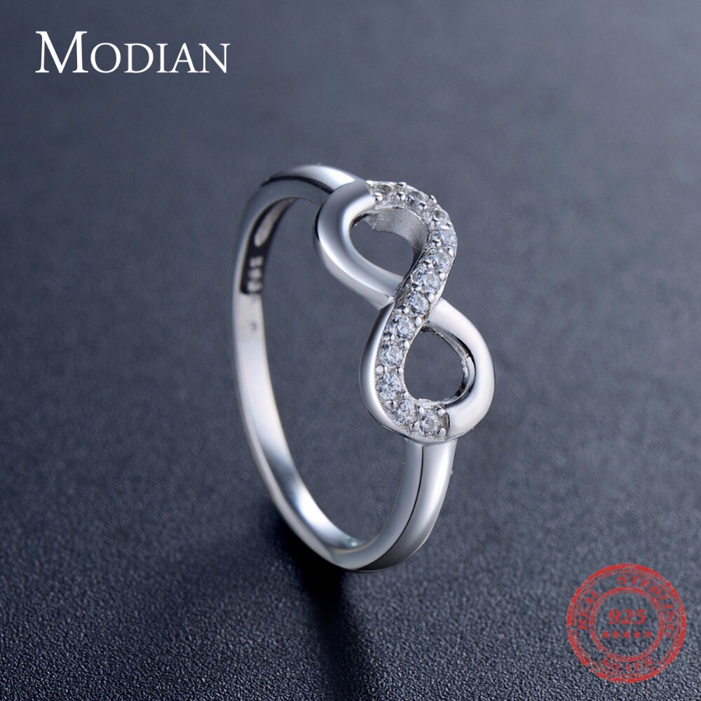 Fashion Mobius Design Jewelry 100% Solid 925 Sterling Silver Ring With Clear Cubic Zirconia Classic