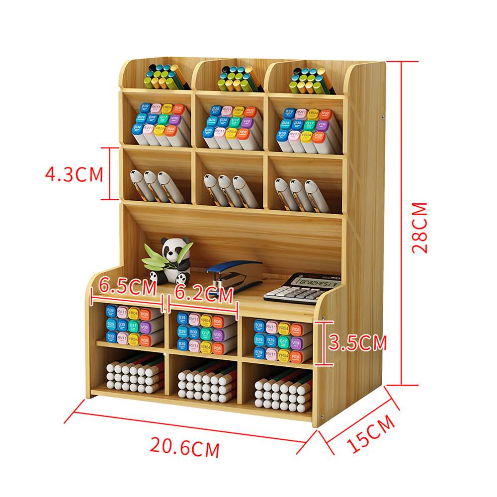 Creative Multi-function Wooden Desktop Pen Holder Office School Stationery Storage Stand Case Desk Pen Pencil Organizer