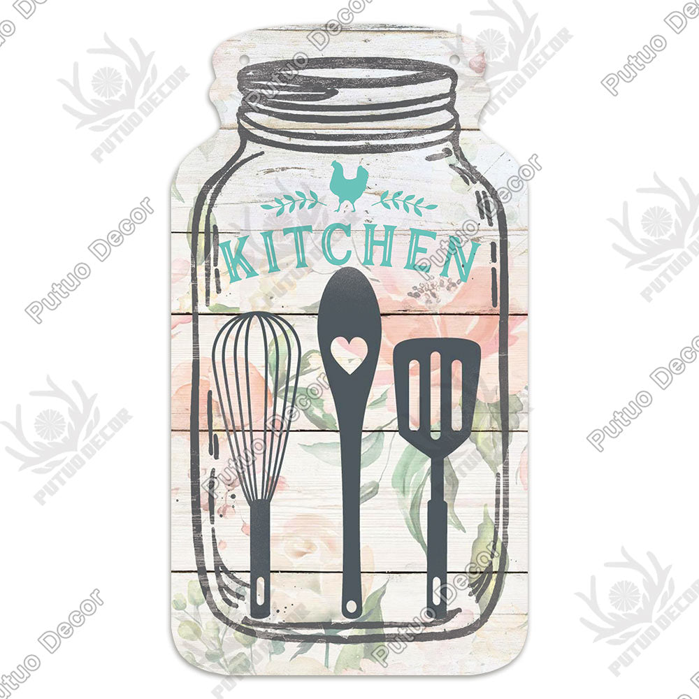 Decor Kitchen Sign Mason Jar Shape Wood Hanging Sign Irregular Plate for Rustic Home Decoration Kitchen Wall Decor GiftTag