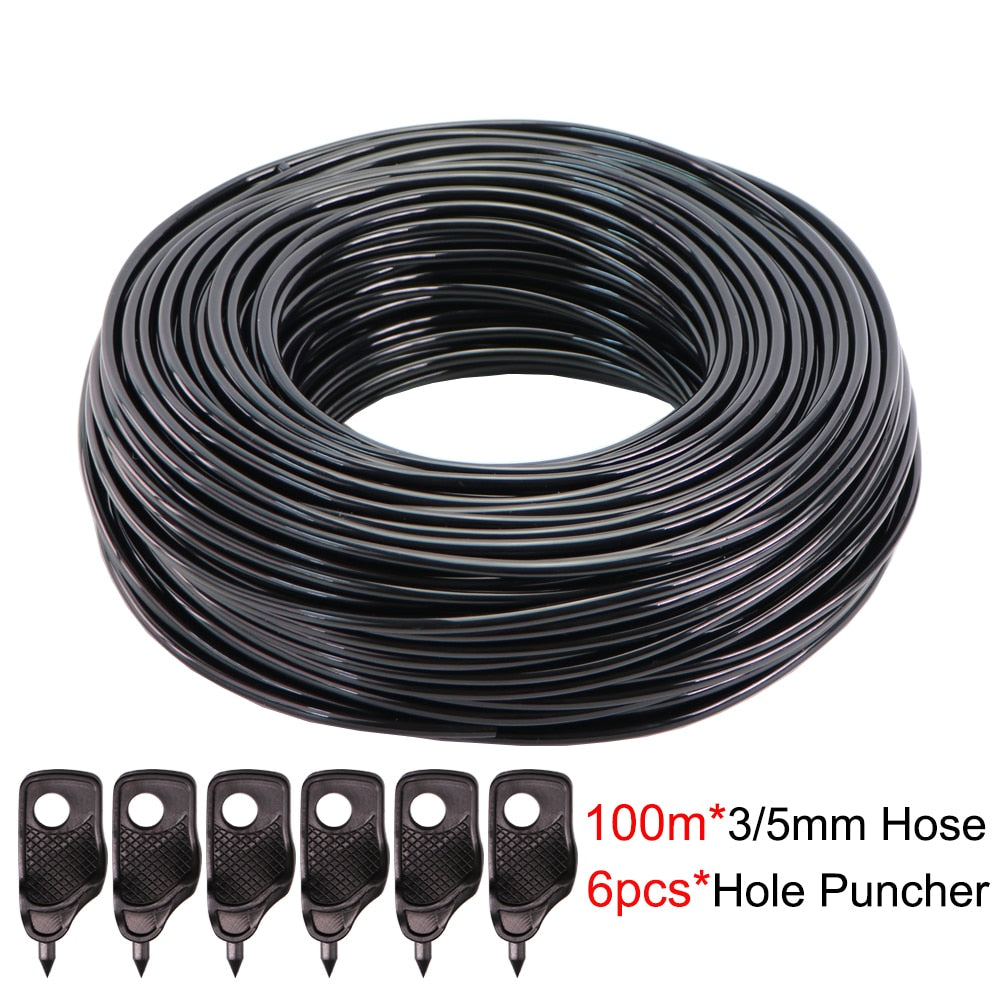 5-140m Garden Watering 3/5mm Hose Irrigation Pipe 1/8'' Tubing Greenhouse Bonsai Plant Flower Drip Arrow Dripper Sprinkler Tube