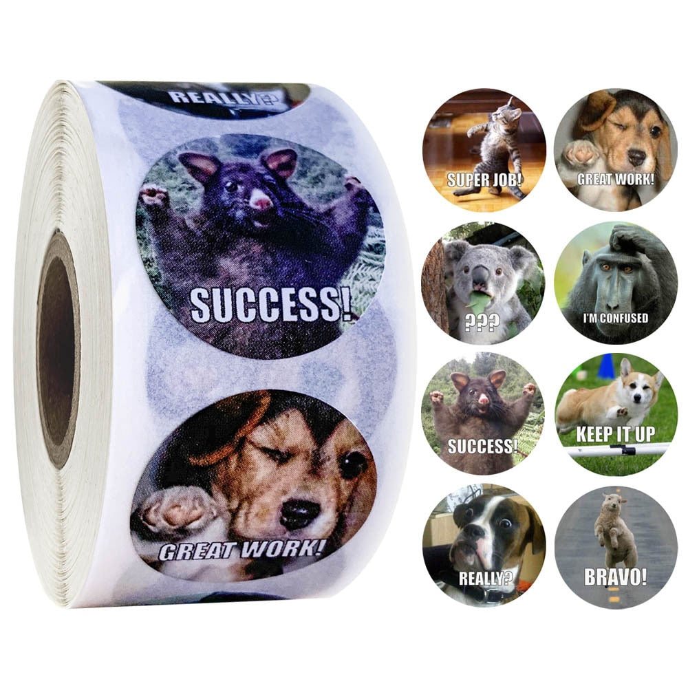 500pcs Funny Animal Stickers roll classic Cute Waterproof farm Package Seal Label Cool Skateboard school Stickers Reward For Kid