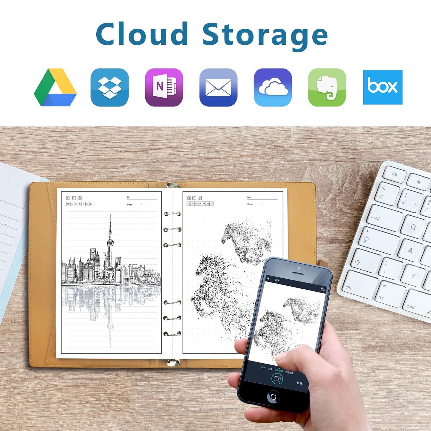 Dropshipping Erasable Notebook Paper Leather Reusable Smart Notebook Cloud Storage Flash Storage