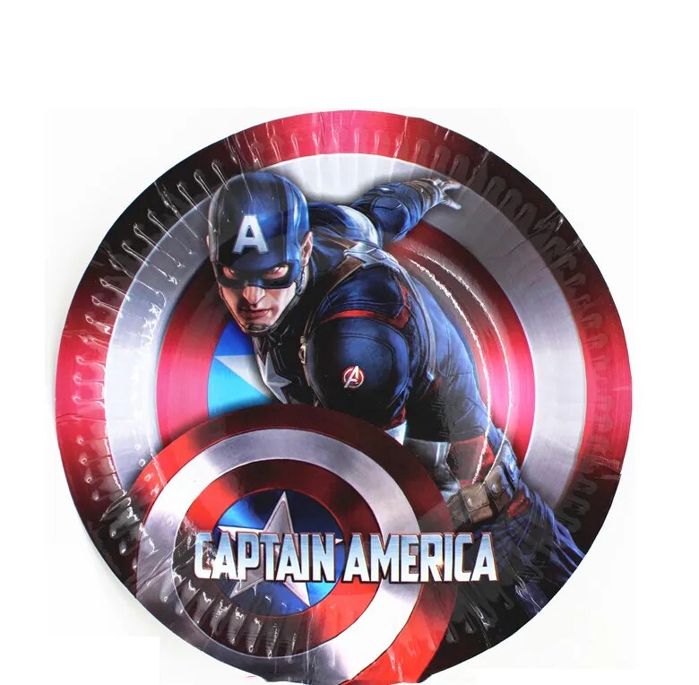 The Avengers Super Hero Captain America Birthday Party Decor Disposable Tableware Paper Cups Plates Balloon Baby Shower Supplies